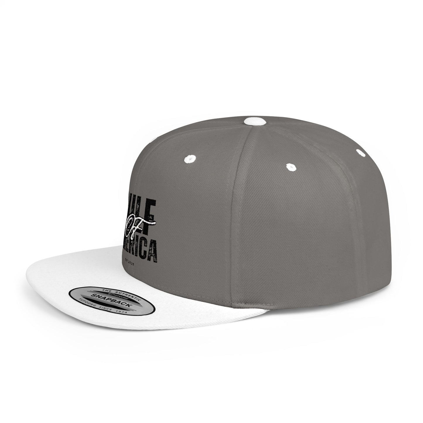 GILE of America Flat Bill Snapback Hat, Trendy Cap for Casual Wear, Gift for Enthusiasts, Perfect for Summer Events, Adjustable Baseball Hat