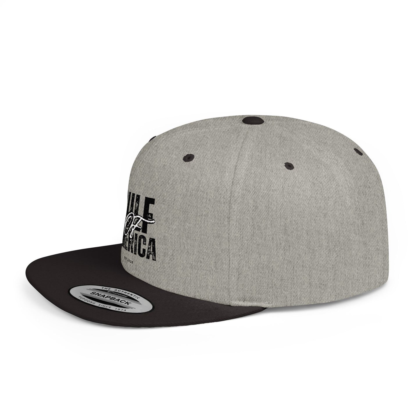 GILE of America Flat Bill Snapback Hat, Trendy Cap for Casual Wear, Gift for Enthusiasts, Perfect for Summer Events, Adjustable Baseball Hat